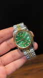 Datejust | 36mm | Gold Two Tone |  Diamond Digit | Green Printed Dial