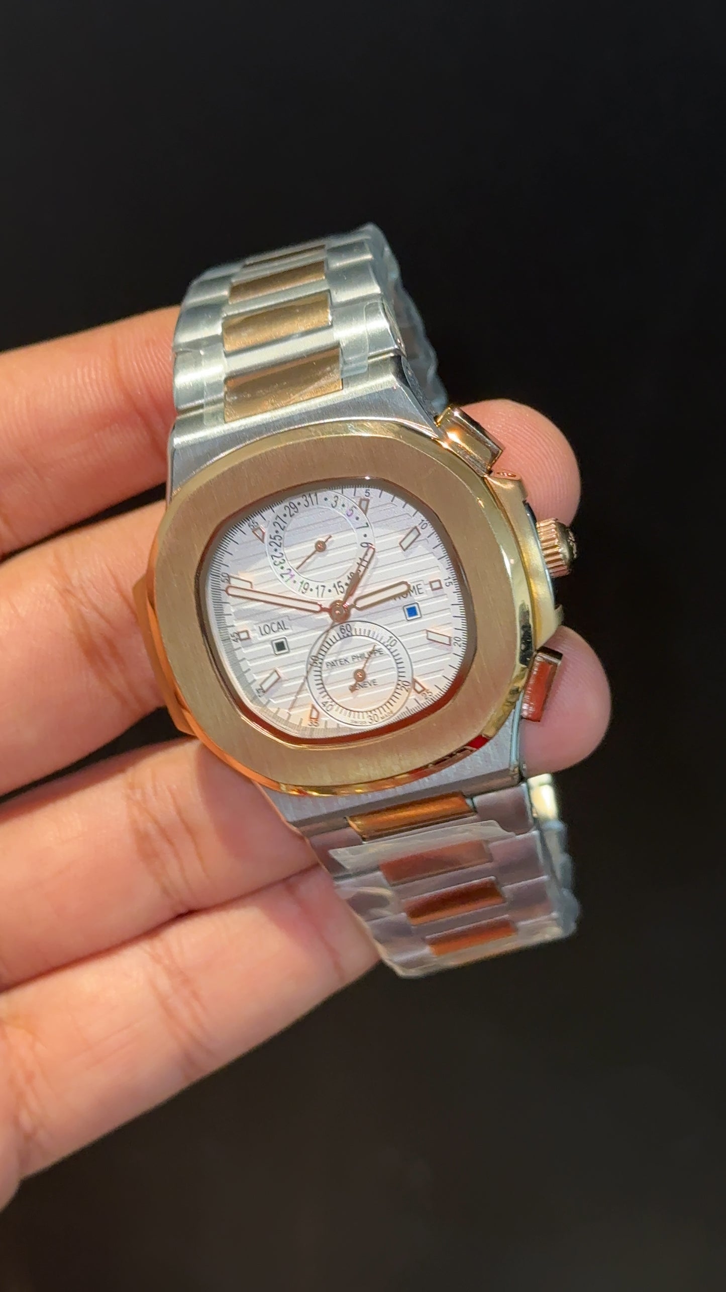 PP Auto | Rose Two Tone | Dual Time Edition | White Dial
