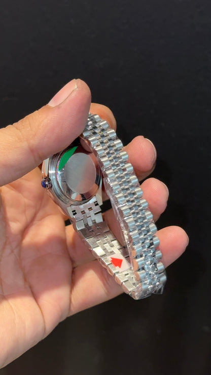 Premium DateJust | Eveline | Diamond Bezel | 30mm | Women | Silver Chain | Blue Index Dial