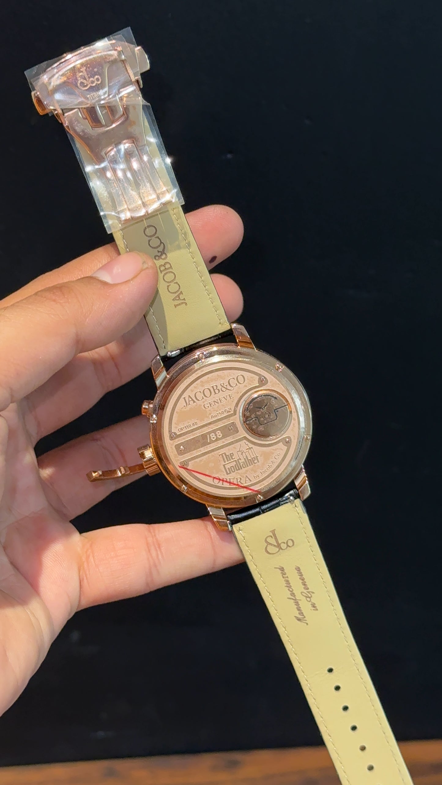 Executive Jacob And Co | Rose Case | The GodFather Edition | Black Leather Strap | Black Dial