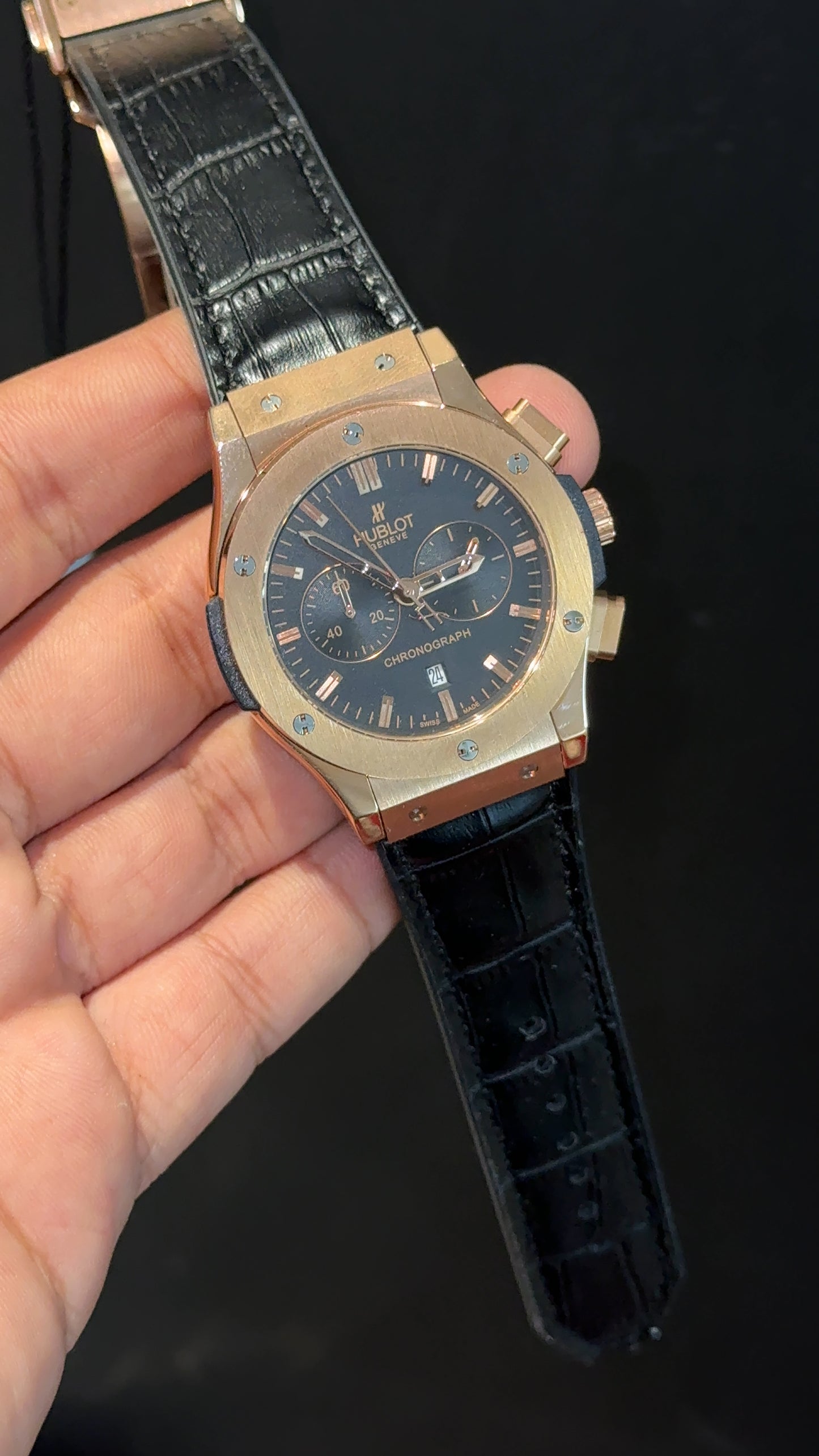 Hublot | Rose Case | Chrono | Black Strap | Black Dial