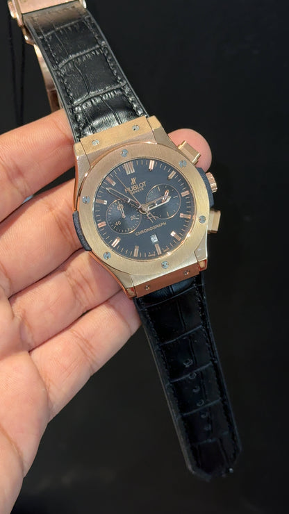 Hublot | Rose Case | Chrono | Black Strap | Black Dial