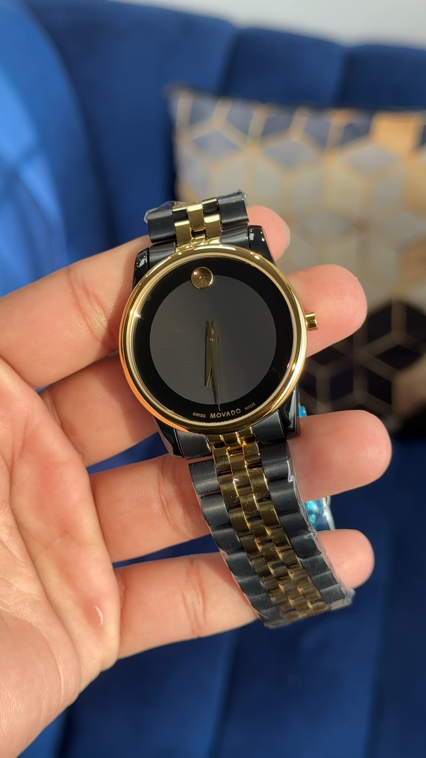 Movado | Gold Two Tone | Men Jubilee Chain | Black Dial