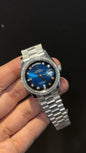 Premium Daydate | Diamond Bezel  | 36mm | Gold Chain | Gradient Blue Diamond Dial