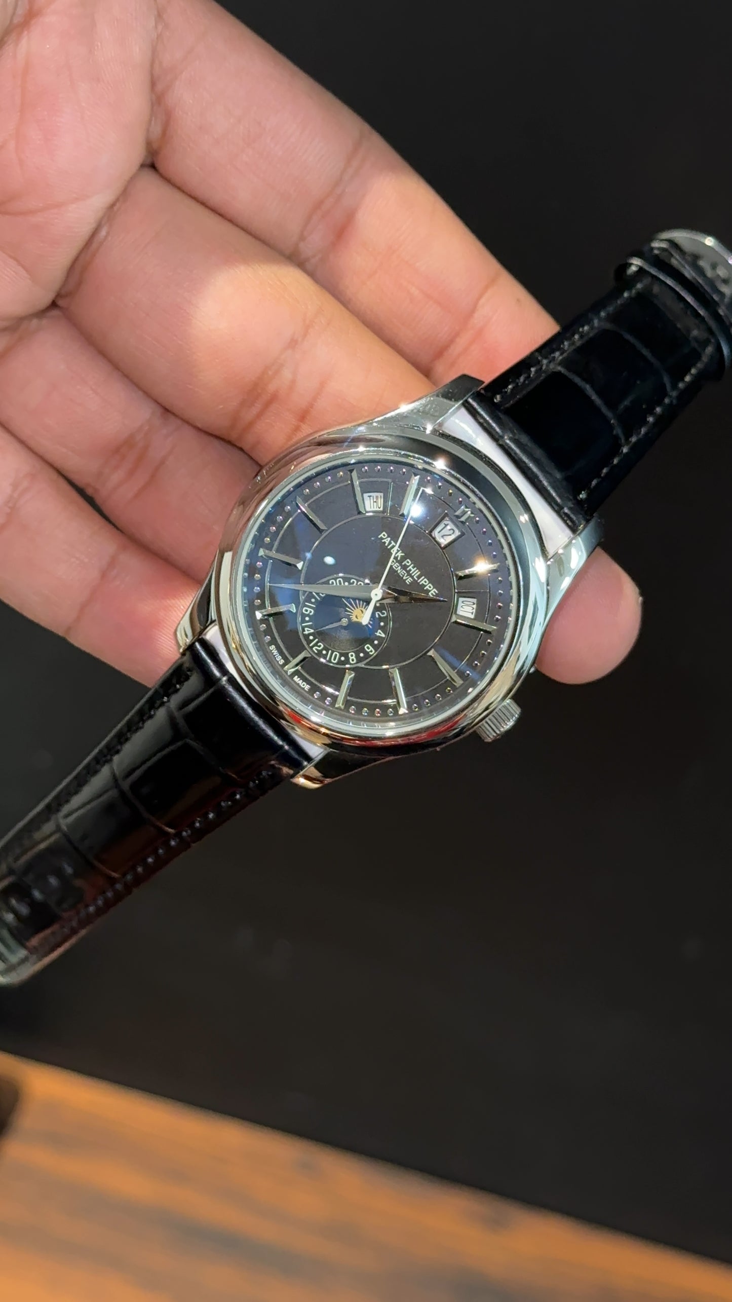 Pp Auto | Annual Calendar Edition | Silver | Black Strap | All Black Dial - twentyfour