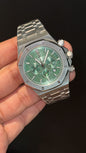 AP | Silver Chain | Green Chrono Dial
