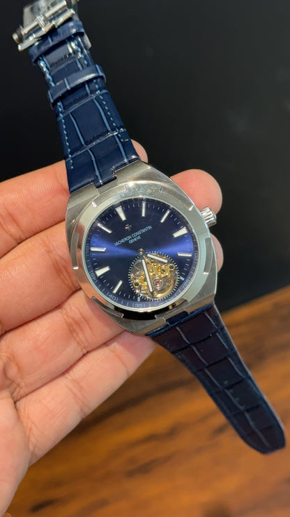 Vacheron Constantin | Silver  | Blue Leather Strap | Tourbillon | Shaddy Blue Dial