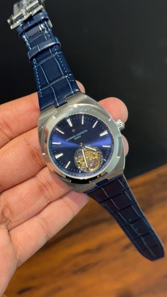 Vacheron Constantin | Silver  | Blue Leather Strap | Tourbillon | Shaddy Blue Dial