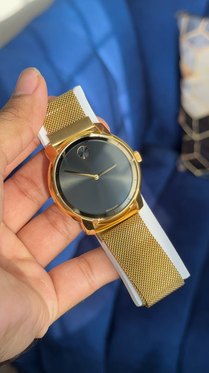 Movado Gold | Men | Black Dial | Magnetic Strap