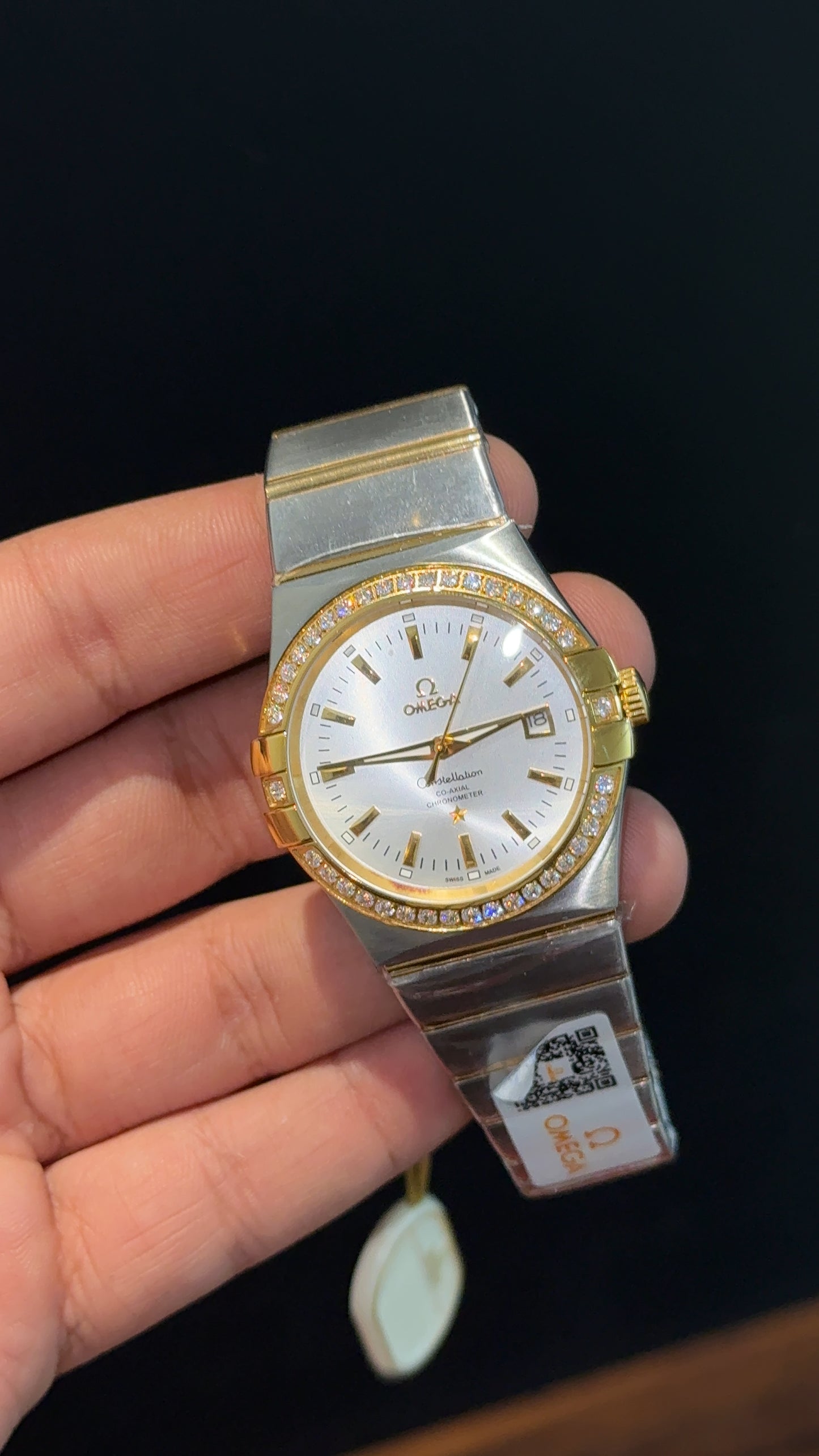 Omega Constellation | Gold Two Tone | Gold Diamond Bezel | White Dial