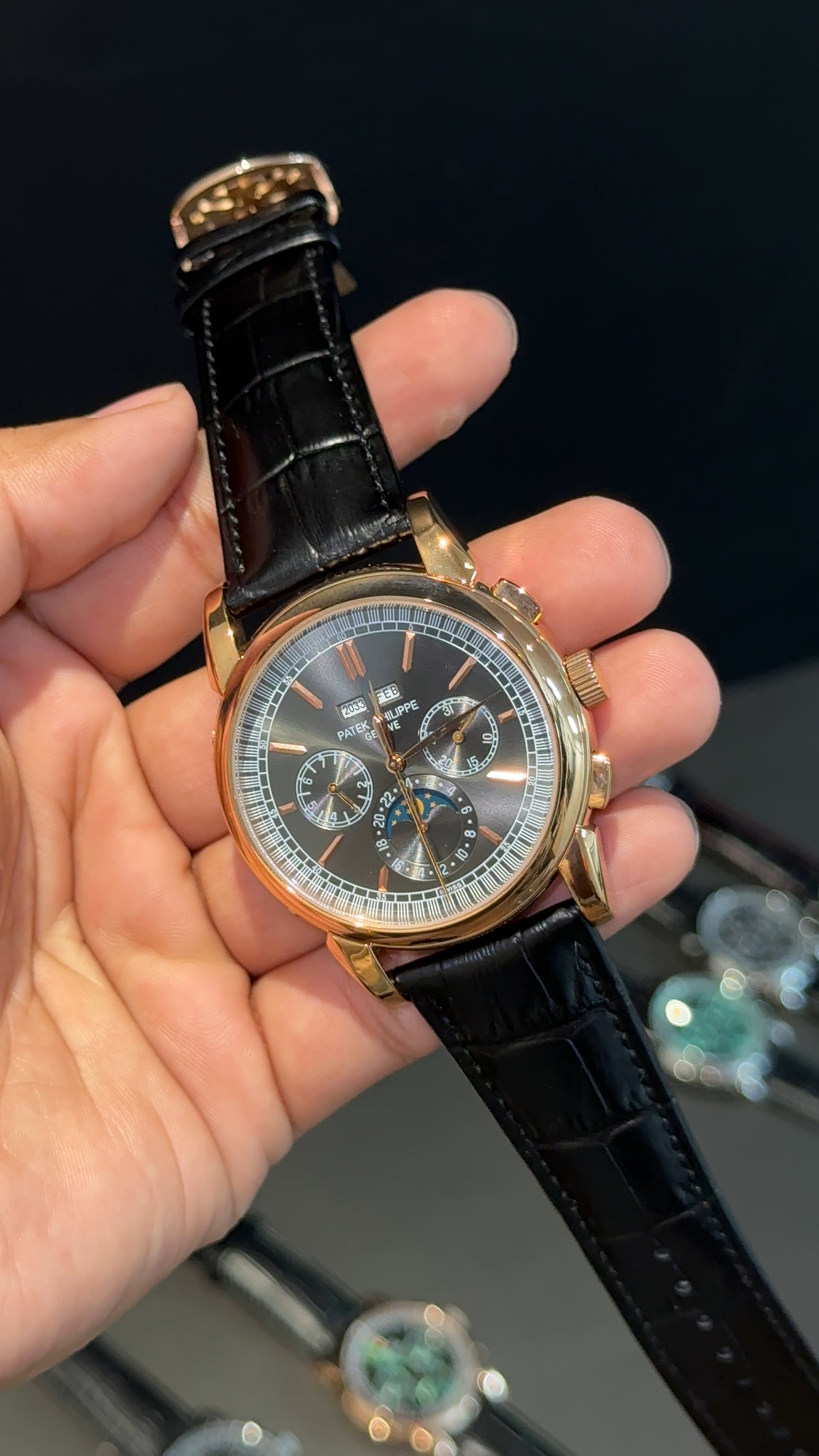 Patek Century | Auto | Rose Grey Index Dial | Black leather strap - twentyfour