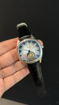 Cartier | Silver Square Bezel | Pendulum | Black Strap | Shady White Index Dial