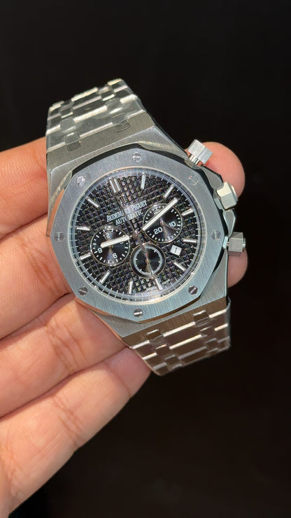 AP | Silver Chain | Black Chrono Dial