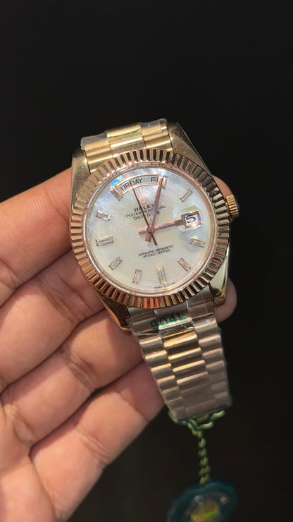 Daydate | Rose Chain | Pearl Digit | White Dial