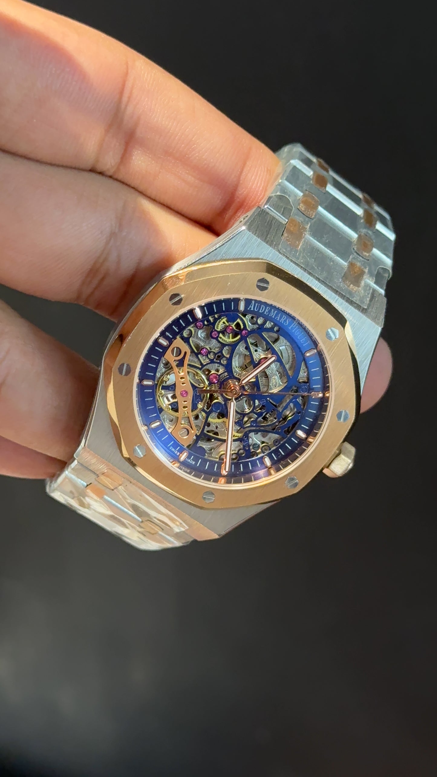AP Skeleton | Auto | Rose Two Tone | Blue Dial