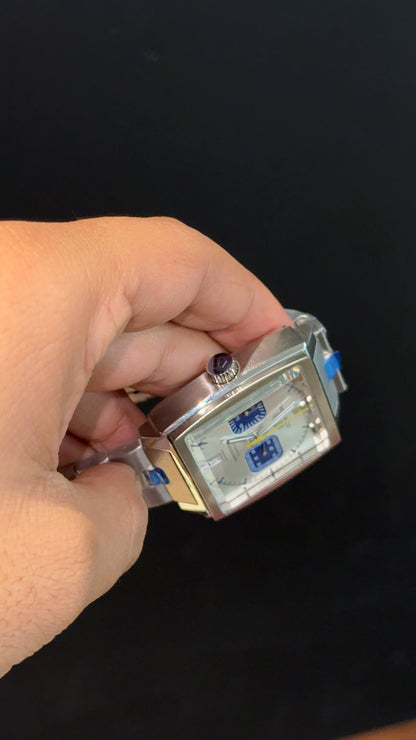 Tag Monaco | Silver Chain | Blue Chrono | Silver Dial