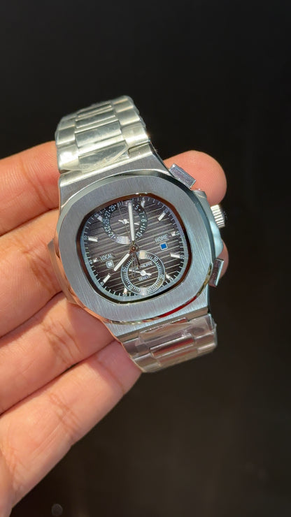PP Auto | Silver Chain | Dual Time Edition | Greyish Dial