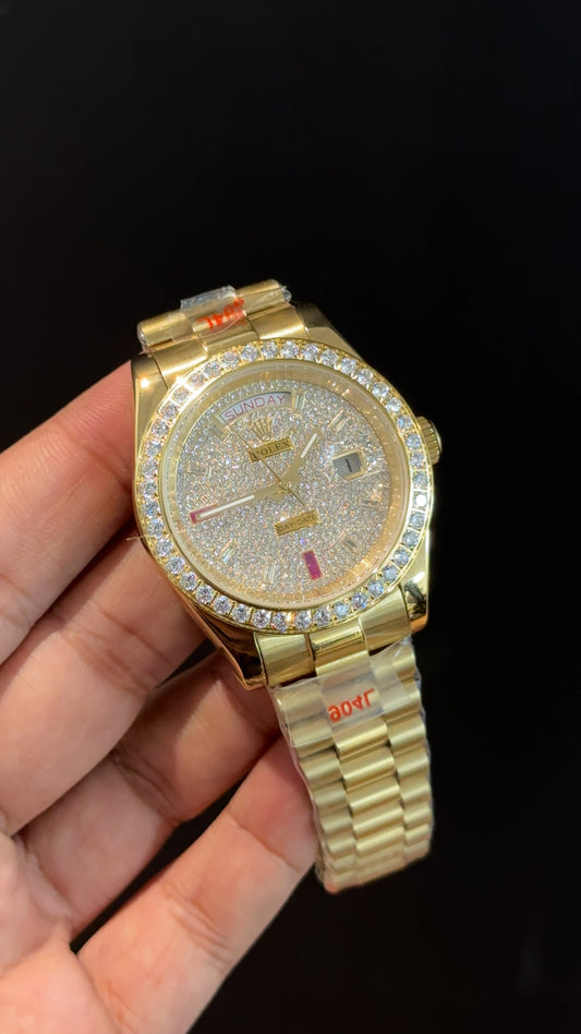 Daydate | Mother Of Pearl | Gold Chain | White Pearl Dial