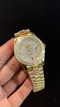 Daydate | Mother Of Pearl | Gold Chain | White Pearl Dial