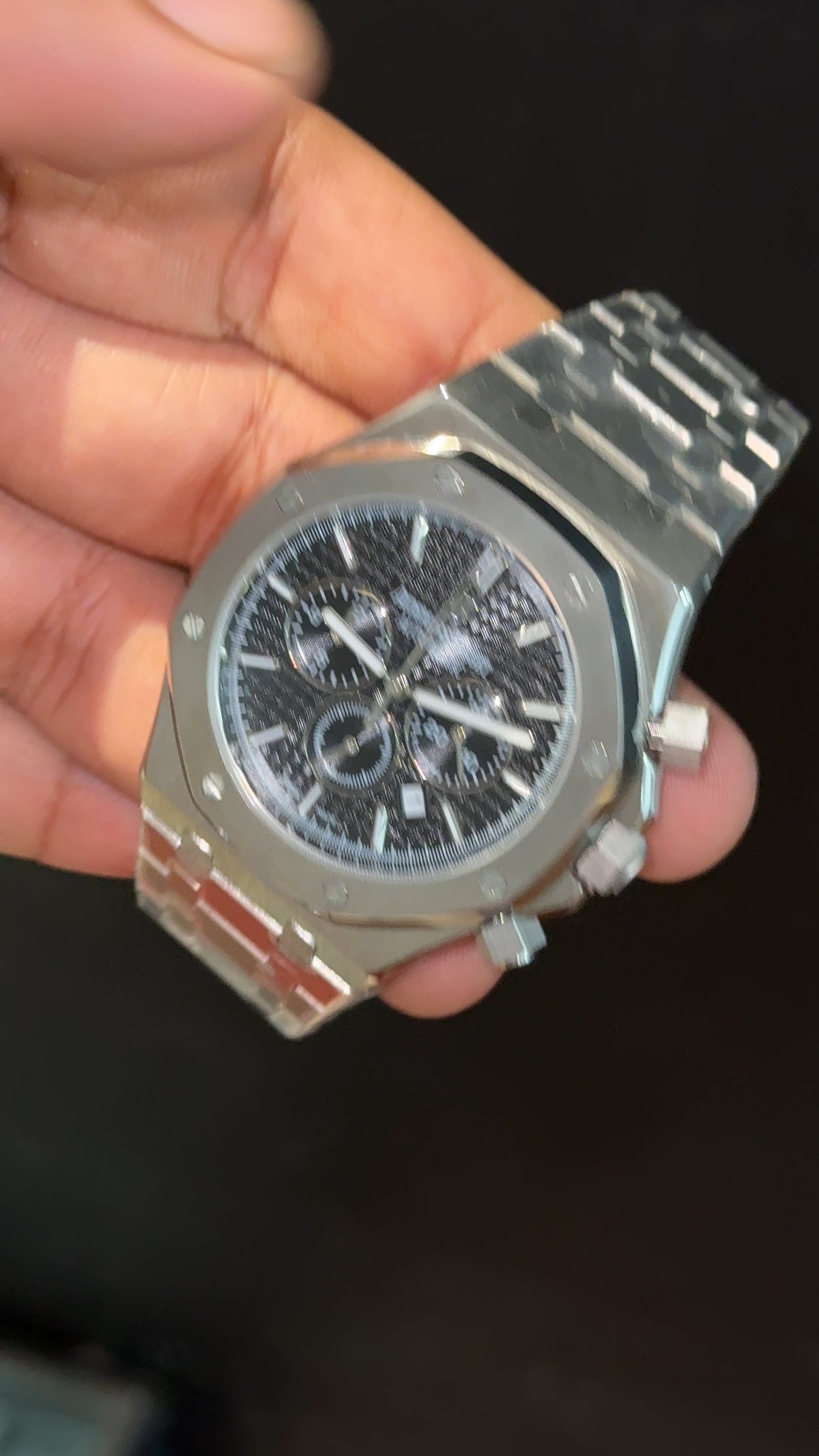 AP | Silver Chain | Black Chrono Dial