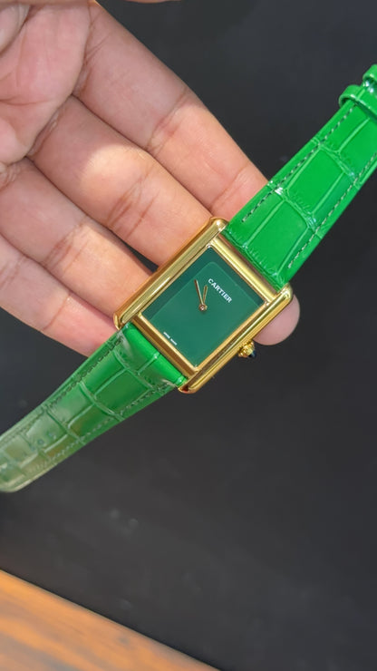Cartier Tank | Gold | Green Leather Strap | Green Crafted Dial