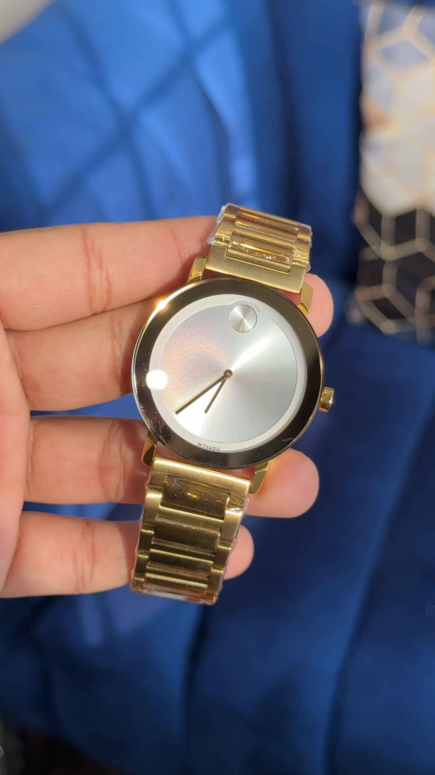 Movado Gold | Men Gold Chain | White Circle Dial