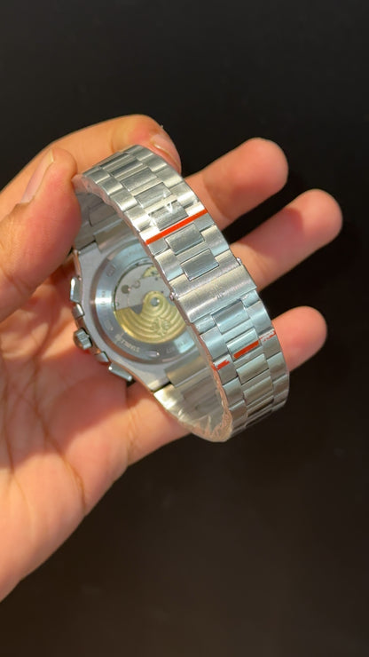 PP Auto | Silver Chain | Dual Time Edition | Blueish Dial