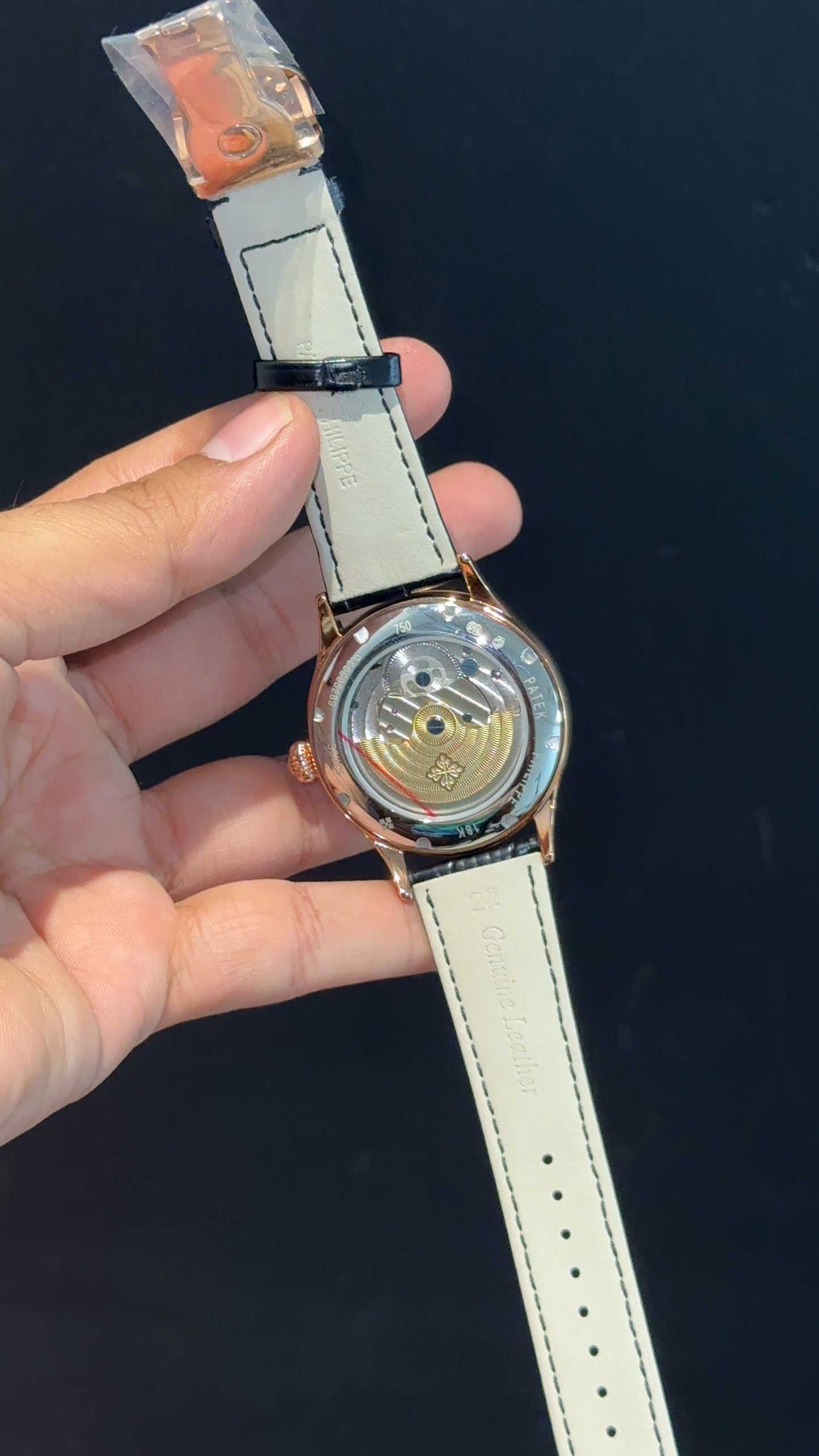 Pp Auto | Pendulum | Rose | Black Strap | White Digits | Black Dial