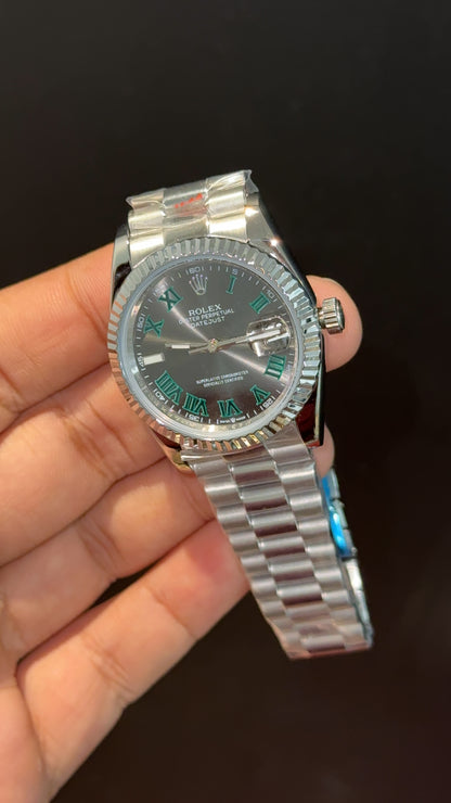 Datejust | 36mm | Silver President Chain | Wimbeldon Dial