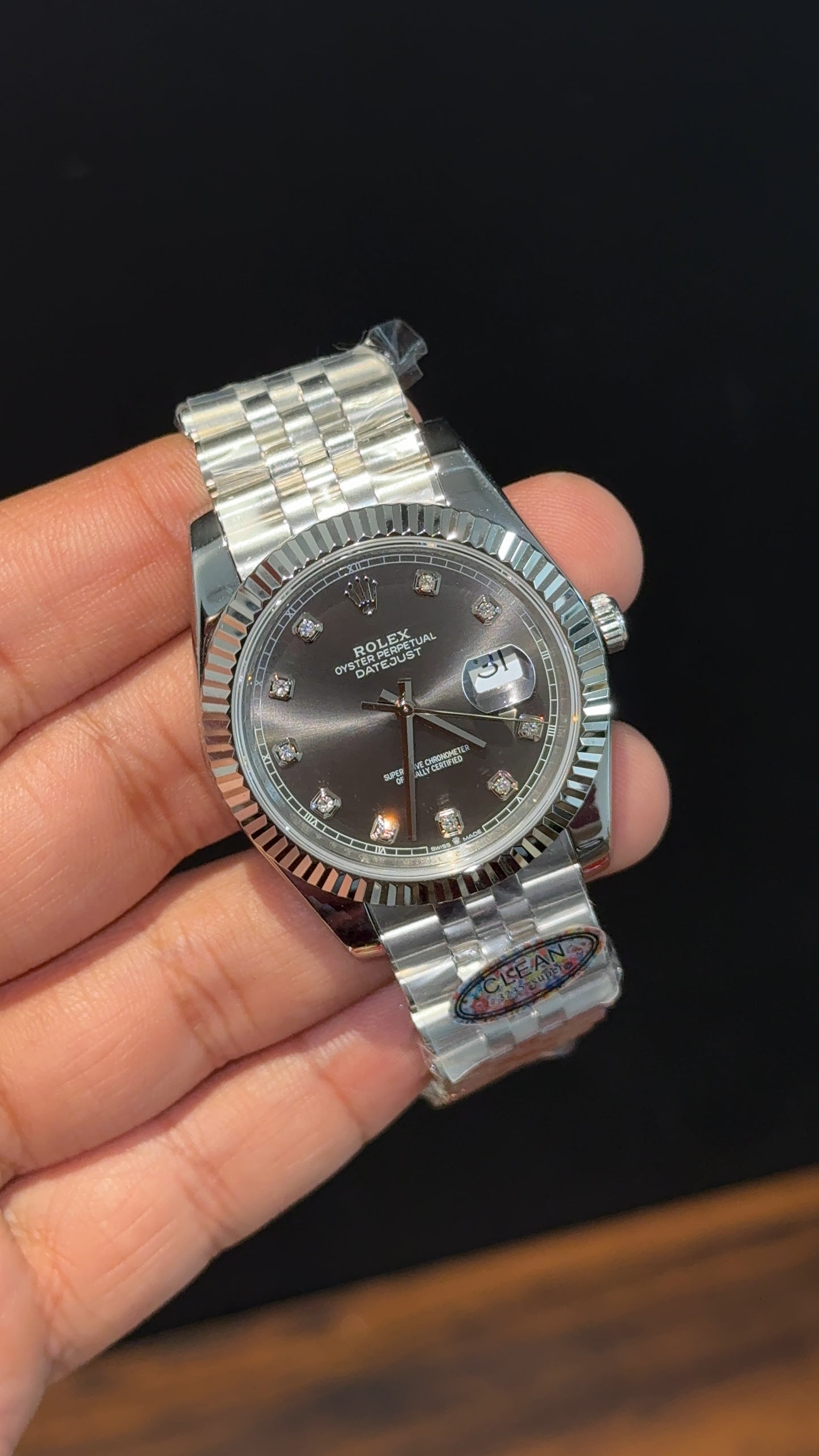 Premium DateJust | Silver Chain | Diamond Digit | Grey Dial