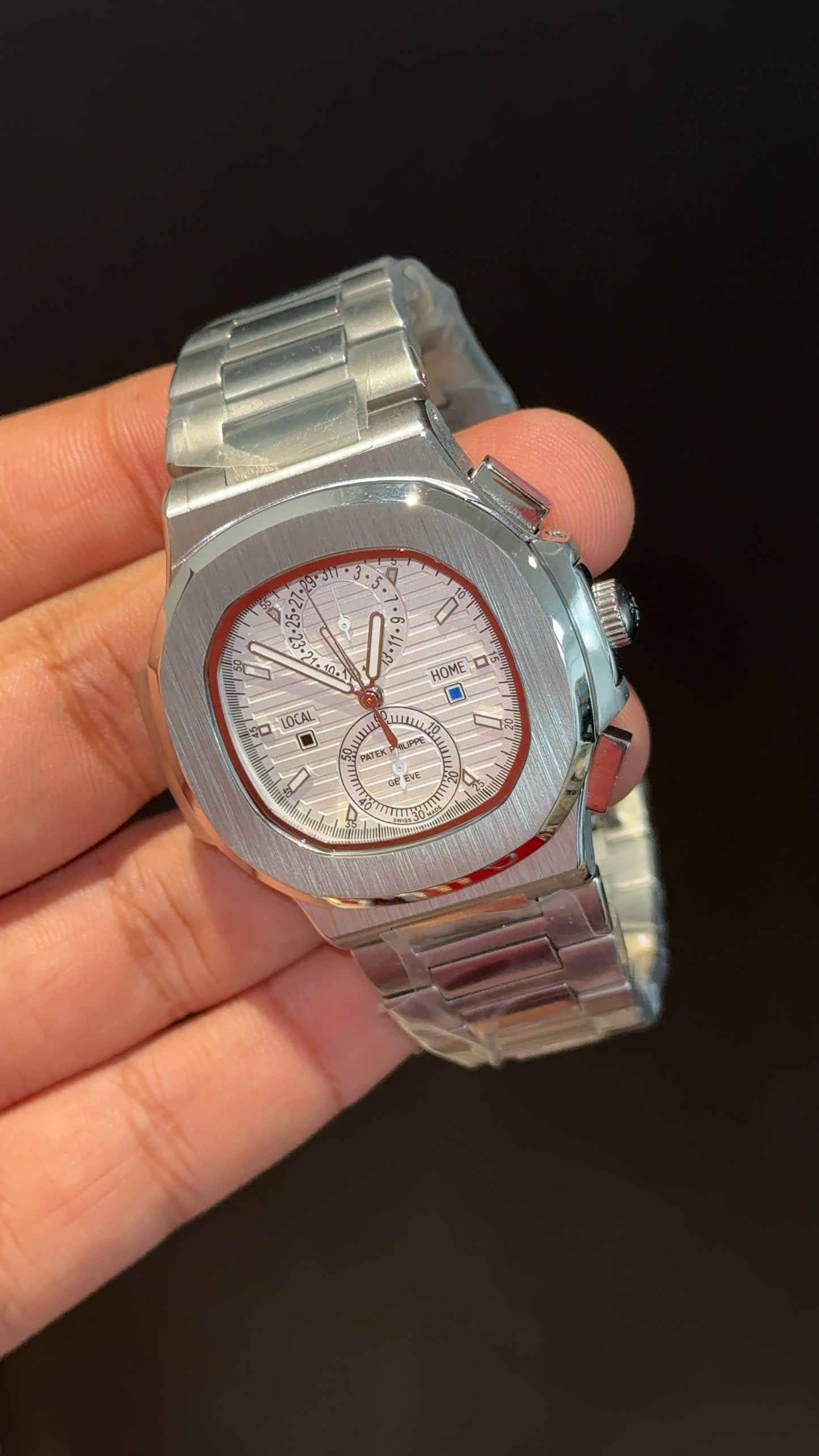 PP Auto | Silver Chain | Dual Time Edition | White Dial