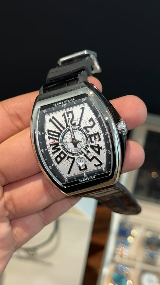 Premium Franck Muller | Vanguard Edition | Silver Case | Black Strap | White Dial