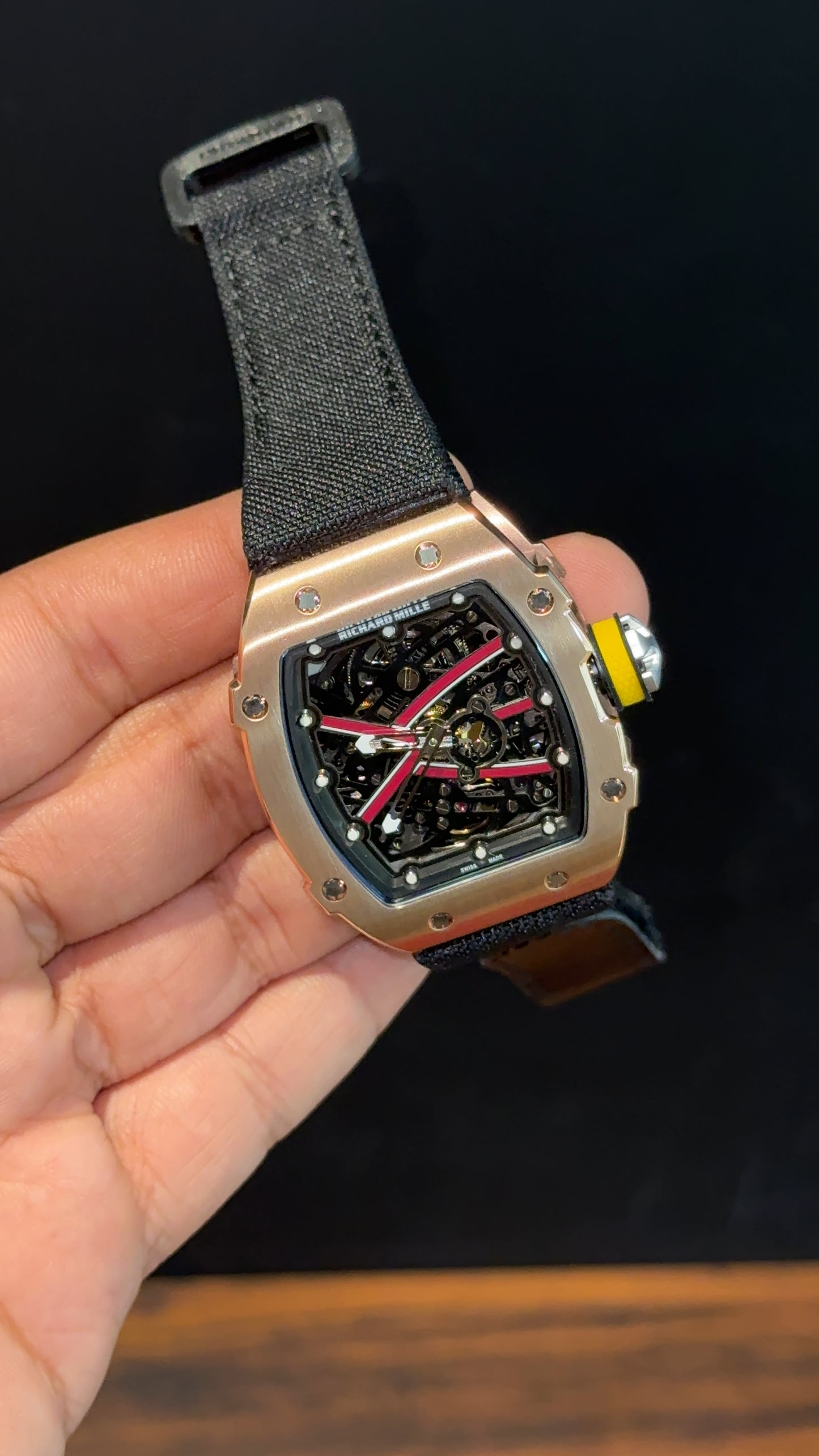 Premium Richard Mille | Rose | RM 67-02 Edition | Black Strap | Skeleton | Black Dial - twentyfour