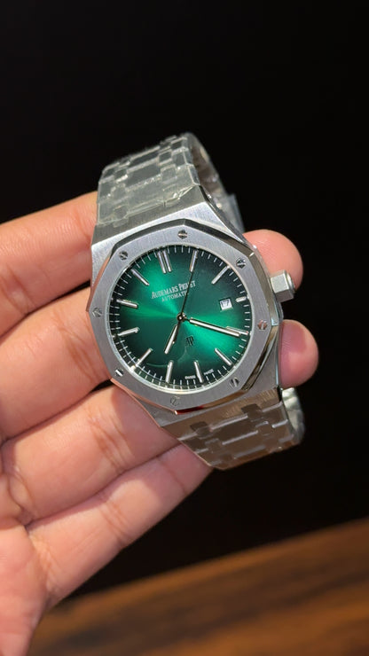 AP Auto | Silver Chain  | Gradient Green Dial