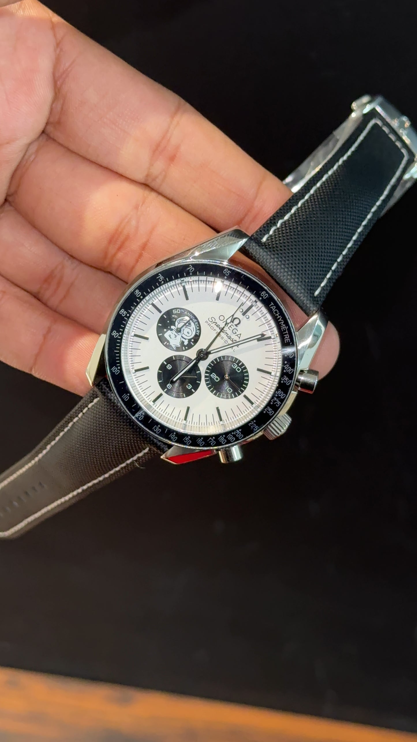 Omega Speedmaster | Snoopy | Chrono | Black Strap | White Dial - twentyfour