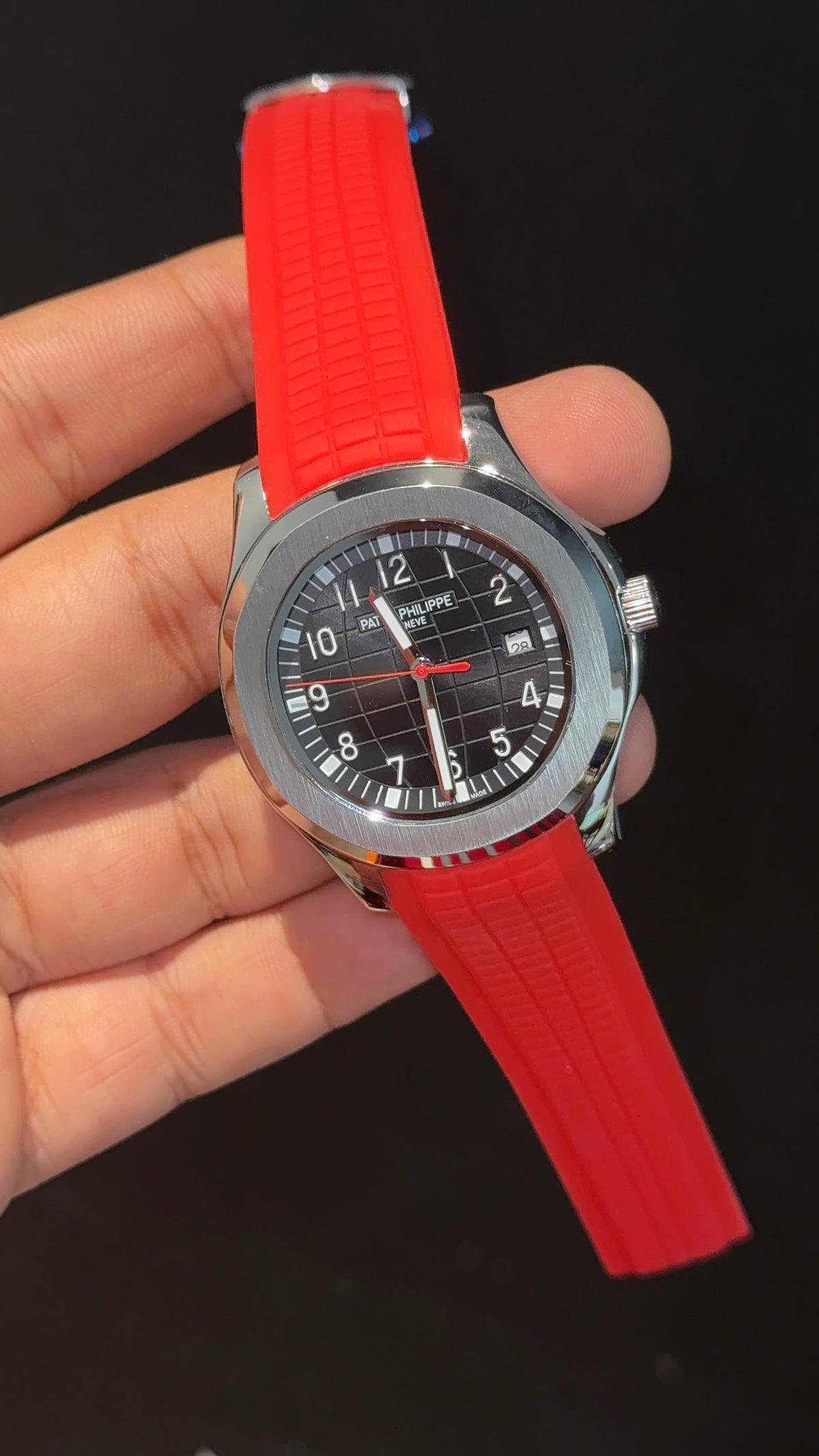 Pp Auto | Aquanaut | Red Strap Strap | Black Dial