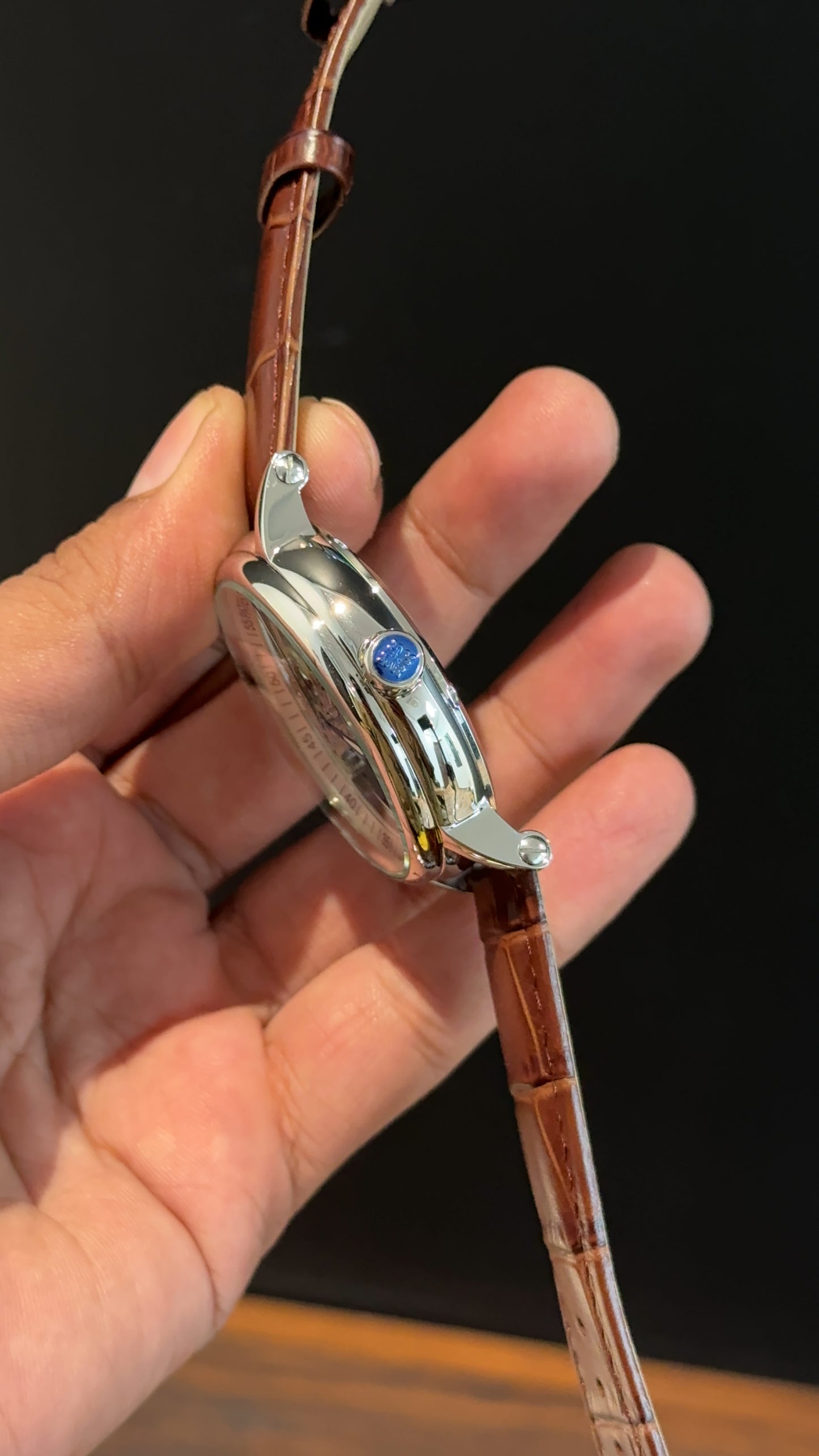 Pp Auto | Skeleton | Transparent Gold Machine | Brown leather strap
