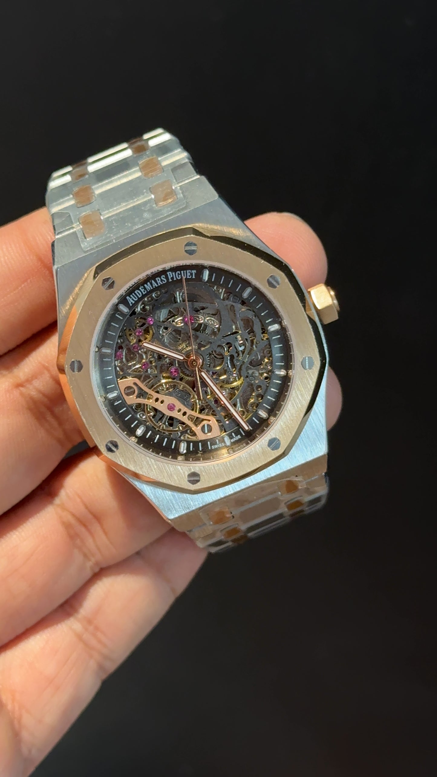 AP Skeleton | Auto | Rose Two Tone | Black Dial