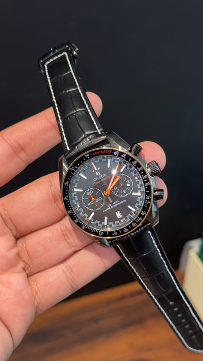 Omega Speedmaster | Black Strap | Black Case | Chrono | Orange Niddles | Black Dial - twentyfour