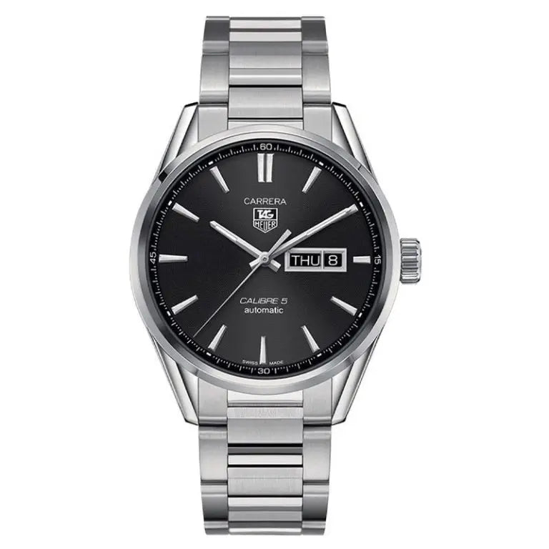 Tag Heuer Carrera Calibre 5 Brown Leather Strap Black Dial Automatic WAR201C.FC6291 - twentyfour