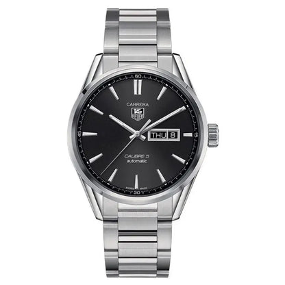 Tag Heuer Carrera Calibre 5 Brown Leather Strap Black Dial Automatic WAR201C.FC6291 - twentyfour