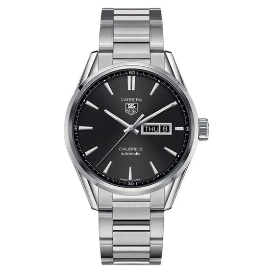 Tag Heuer Carrera Calibre 5 Brown Leather Strap Black Dial Automatic WAR201C.FC6291