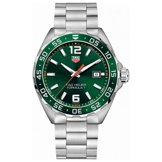 Tag Heuer Formula 1 Men’s Quartz Swiss Made Silver Stainless Steel Green Dial 43mm | WAZ1017.BA0842
