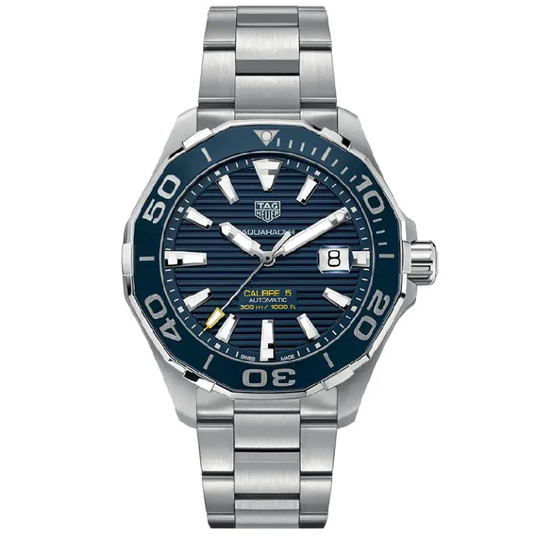 Tag Heuer Aquaracer Men’s Automatic Swiss Made Silver Stainless Steel Blue Dial 43mm Watch WAY201B.BA0927 - twentyfour