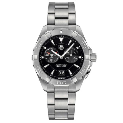 Tag Heuer Aquaracer Men’s Quartz Swiss Made Silver Stainless Steel Black Dial 40mm Sports Alarm Watch WAY111Z.BA0928 - twentyfour