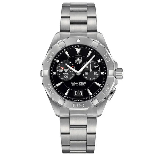 Tag Heuer Aquaracer Men’s Quartz Swiss Made Silver Stainless Steel Black Dial 40mm Sports Alarm Watch WAY111Z.BA0928