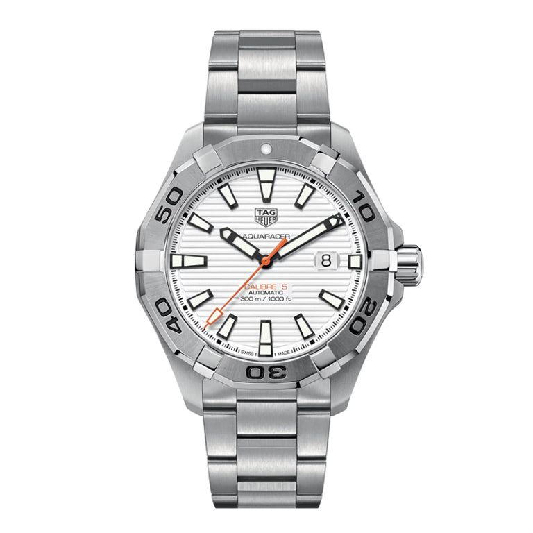 Tag Heuer Aquaracer Men’s Automatic Swiss Made Silver Stainless Steel White Dial 43mm WAY2013.BA0927 - twentyfour