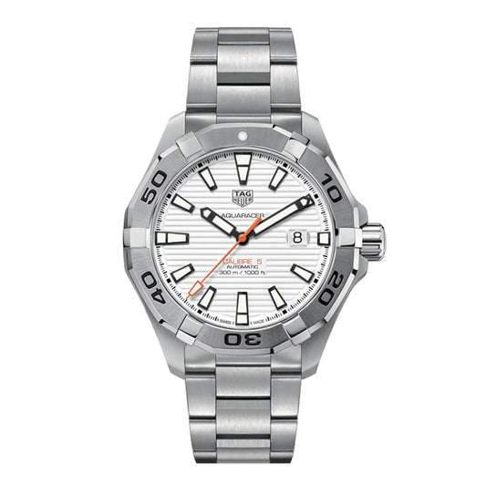 Tag Heuer Aquaracer Men’s Automatic Swiss Made Silver Stainless Steel White Dial 43mm  WAY2013.BA0927
