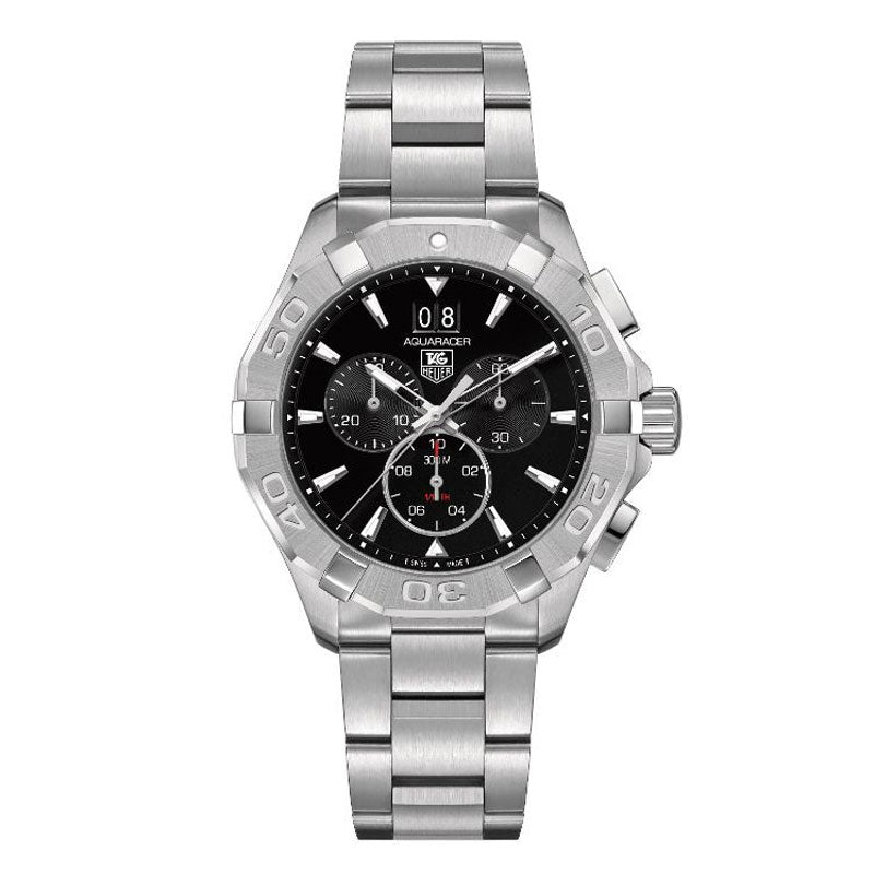 Tag Heuer Aquaracer Men’s Quartz Swiss Made Silver Stainless Steel Black Dial 43mm | CAY1110.BA0927