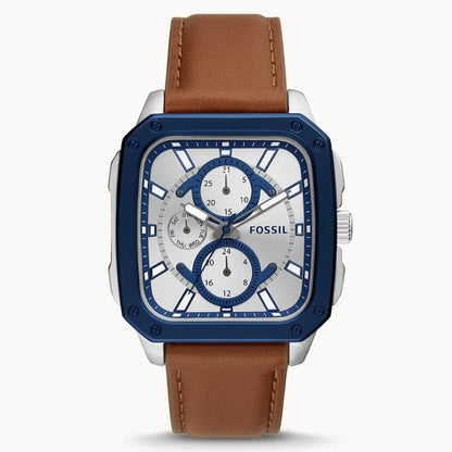 Fossil Men’s Quartz Brown Leather Strap Silver Dial 42mm BQ2658 - twentyfour